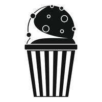 Popcorn icon, simple black style vector