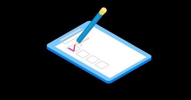 Animation of cross and tick data on form paper video