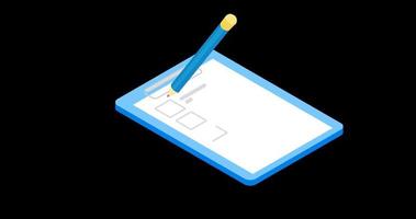 Animation of cross and tick data on form paper video