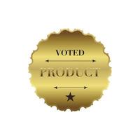 Voted product label, simple style vector