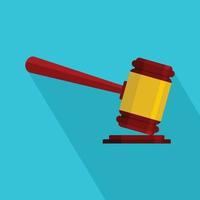 Judge gavel icon, flat style vector