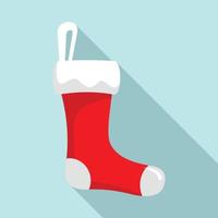 Red sock icon, flat style vector