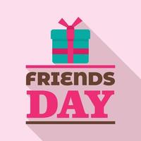 Gift box friends day logo, flat style vector