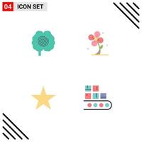 4 Flat Icon concept for Websites Mobile and Apps brain bookmark psychology flower media Editable Vector Design Elements