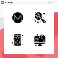 4 Creative Icons Modern Signs and Symbols of monero celebration crypto currency hammer cross Editable Vector Design Elements