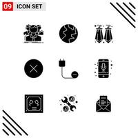 9 Universal Solid Glyph Signs Symbols of devices computers earrings multimedia media Editable Vector Design Elements