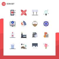 Group of 16 Modern Flat Colors Set for business iot connection internet of things bulb Editable Pack of Creative Vector Design Elements