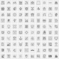 Pack of 100 Universal Line Icons for Mobile and Web vector