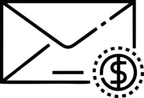 envelope icon in black vector image, illustration of envelope in black on white background, an envelope design on a white background