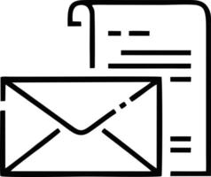 envelope icon in black vector image, illustration of envelope in black on white background, an envelope design on a white background