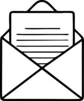 envelope icon in black vector image, illustration of envelope in black on white background, an envelope design on a white background