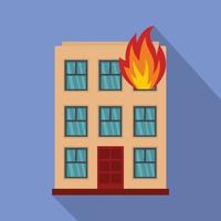 Burning house icon, flat style vector