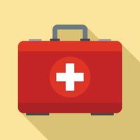 First aid kit icon, flat style vector