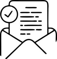 envelope icon in black vector image, illustration of envelope in black on white background, an envelope design on a white background