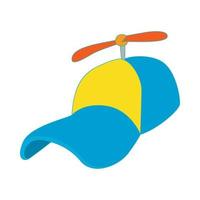 Yellow and blue propeller cap icon, cartoon style vector