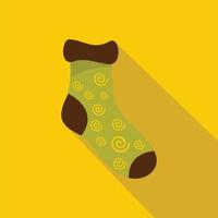 One sock icon, flat style vector