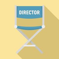 icono de silla de director de cine, estilo plano vector