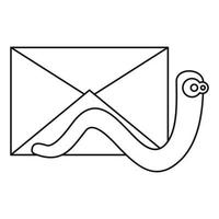 Mail virus worm icon, outline style vector
