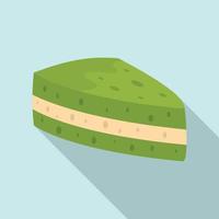 icono de pastel de matcha verde, estilo plano vector