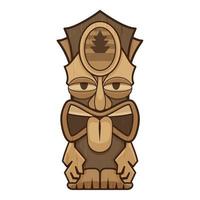 Tribal tiki idol icon, cartoon style vector