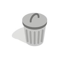 Gray trash can icon in isometric 3d style vector