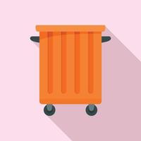 Commercial trash container icon, flat style vector