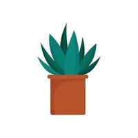Aloe cactus pot icon, flat style vector