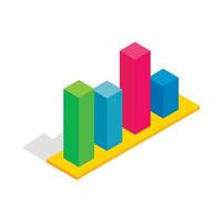 Chart in columns icon, isometric 3d style vector