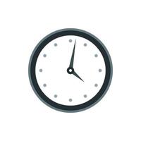 Wall clock with black rim icon, flat style vector