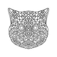 Cat Animal Doodle Pattern Coloring Page vector