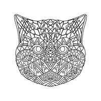 Cat Animal Doodle Pattern Coloring Page vector