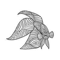 Betta Fish Doodle Pattern Coloring Page vector