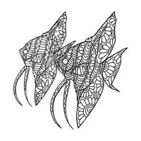 Angelfish Doodle Pattern Coloring Page vector