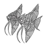 Angelfish Doodle Pattern Coloring Page vector