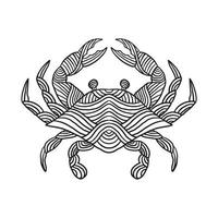 Crab Animal Doodle Pattern Coloring page vector