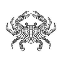 Crab Animal Doodle Pattern Coloring page vector