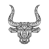 Bull Animal Doodle Pattern Coloring Page vector