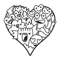 Heart Doodle Cute Valentine Coloring Page vector