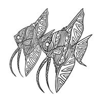 Angelfish Doodle Pattern Coloring Page vector