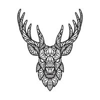 Deer Animal Doodle Pattern Coloring Page vector