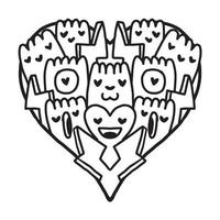 Heart Doodle Cute valentine coloring page vector