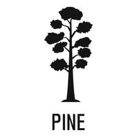 Pine tree icon, simple black style vector