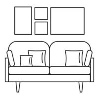 Soft sofa icon, outline style vector