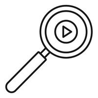 Play magnify glass icon, outline style vector