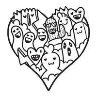 Heart Doodle Cute Valentine Coloring Page vector