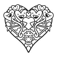 Heart doodle Cute Valentine Coloring Page vector