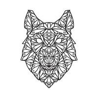 lobo animal garabato patrón página para colorear vector