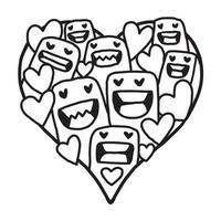 Heart doodle Cute Valentine Coloring Page vector