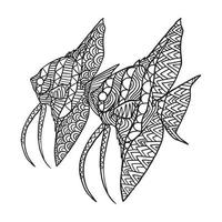 Angelfish Doodle Pattern Coloring Page vector