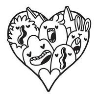 Heart doodle Cute Valentine Coloring Page vector